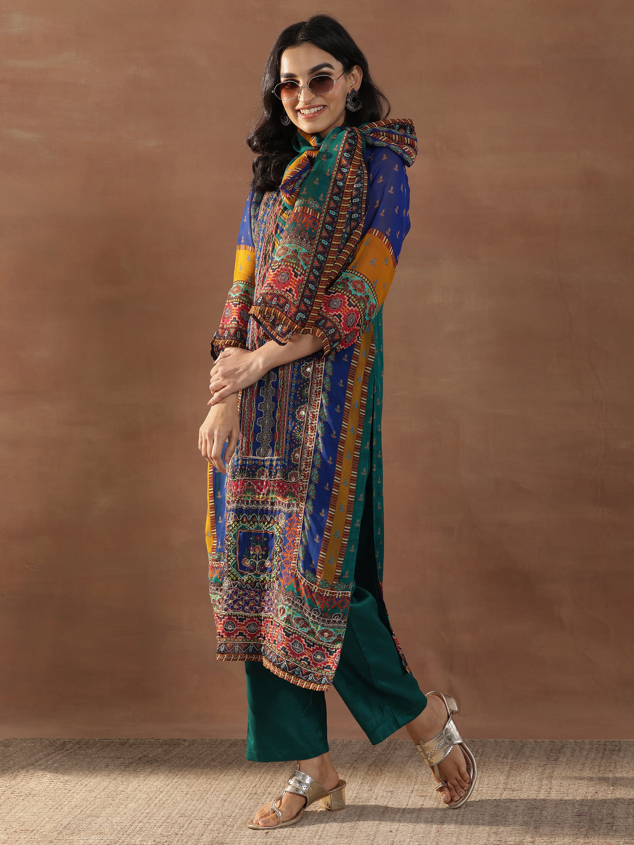 libas Multicoloured Printed Organza Straight Suit Set With Dupatta-picture-20