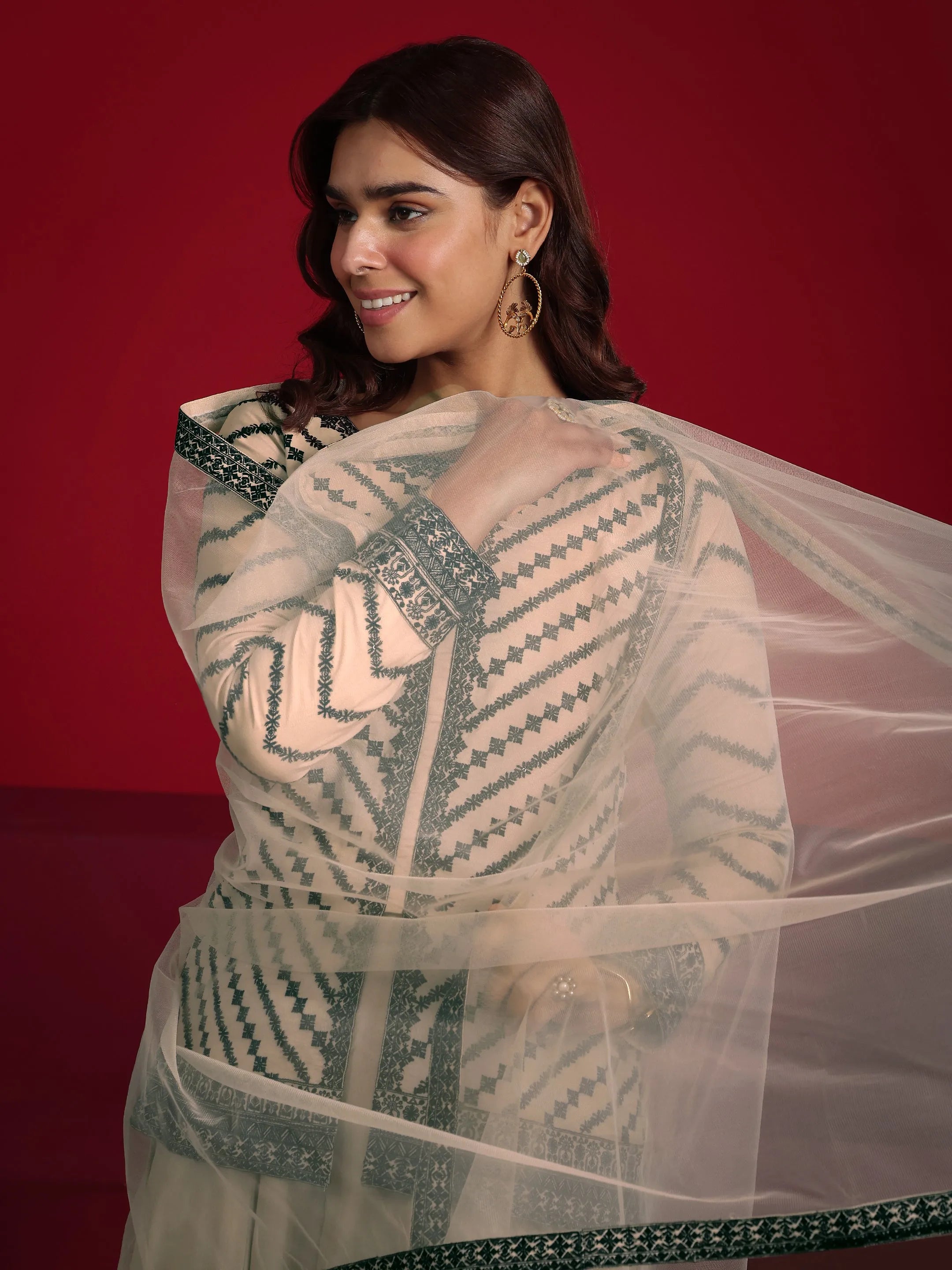 Libas Art Beige Embroidered Silk Blend A-line Suit With Dupatta-image-46