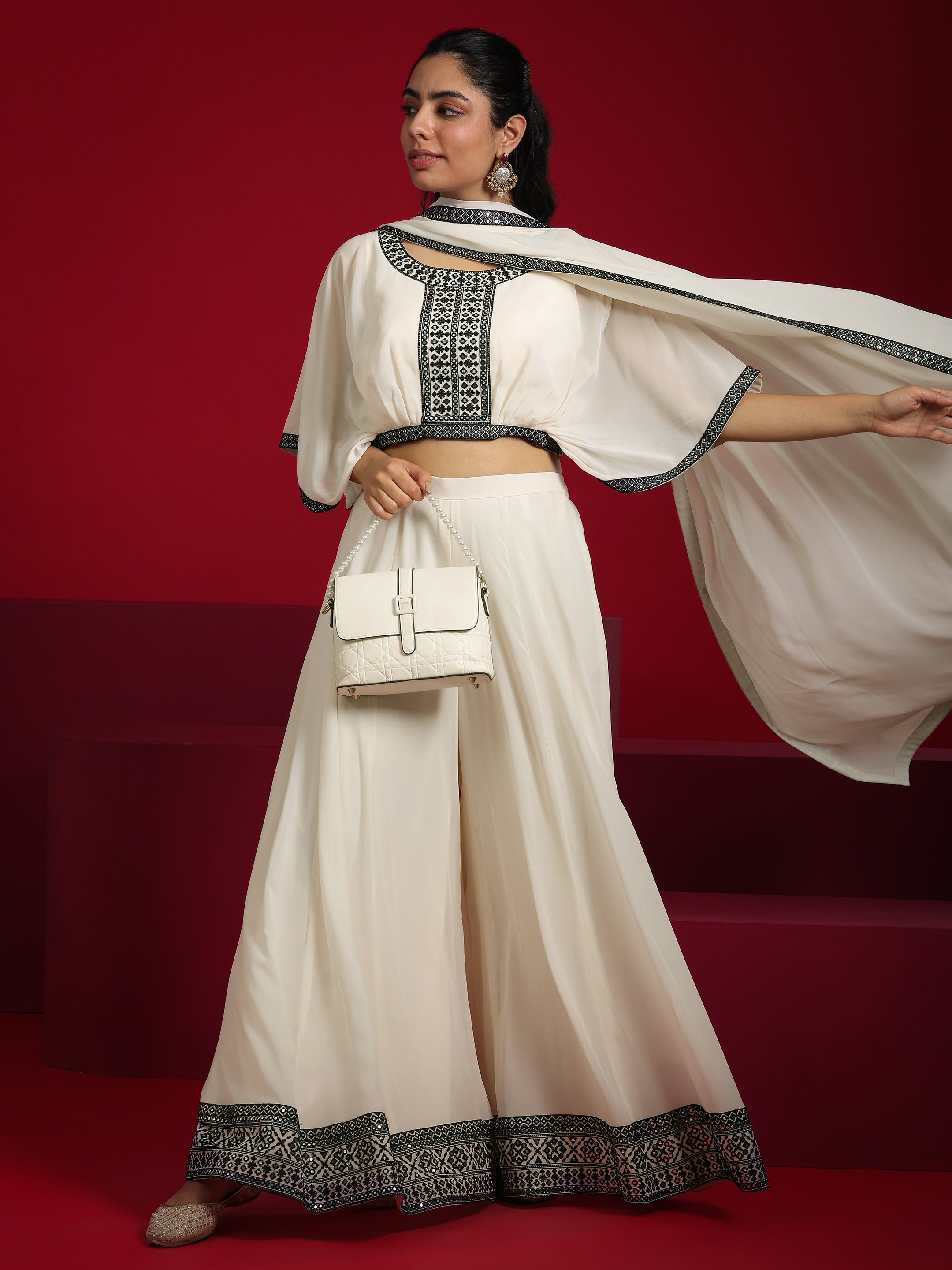Libas Art Off-White Embroidered Georgette Co-Ords With Dupatta-image-43