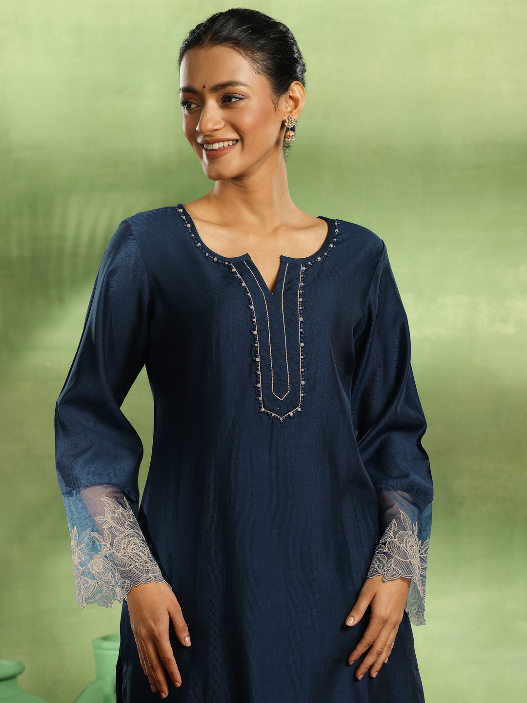  Teal Yoke Design Silk Blend Straight Suit With Dupatta 