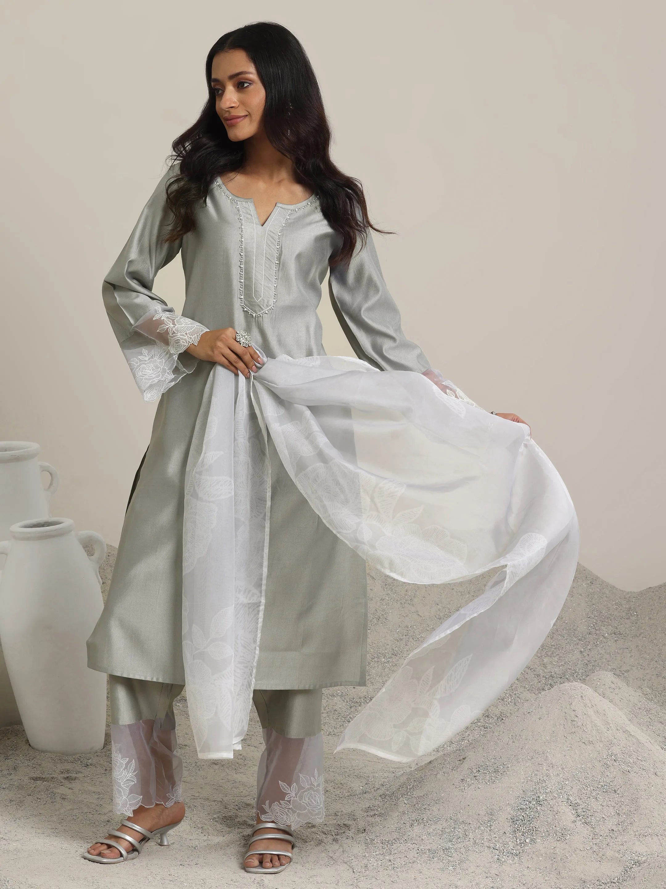 libas Grey Yoke Design Silk Blend Straight Suit Set With Dupatta-picture-55