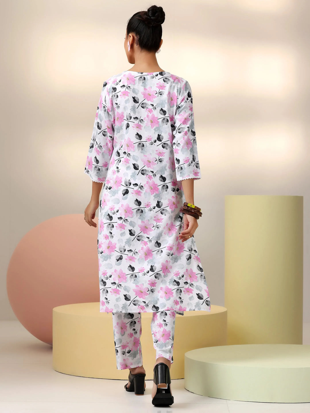  White Printed Rayon Co-Ords 