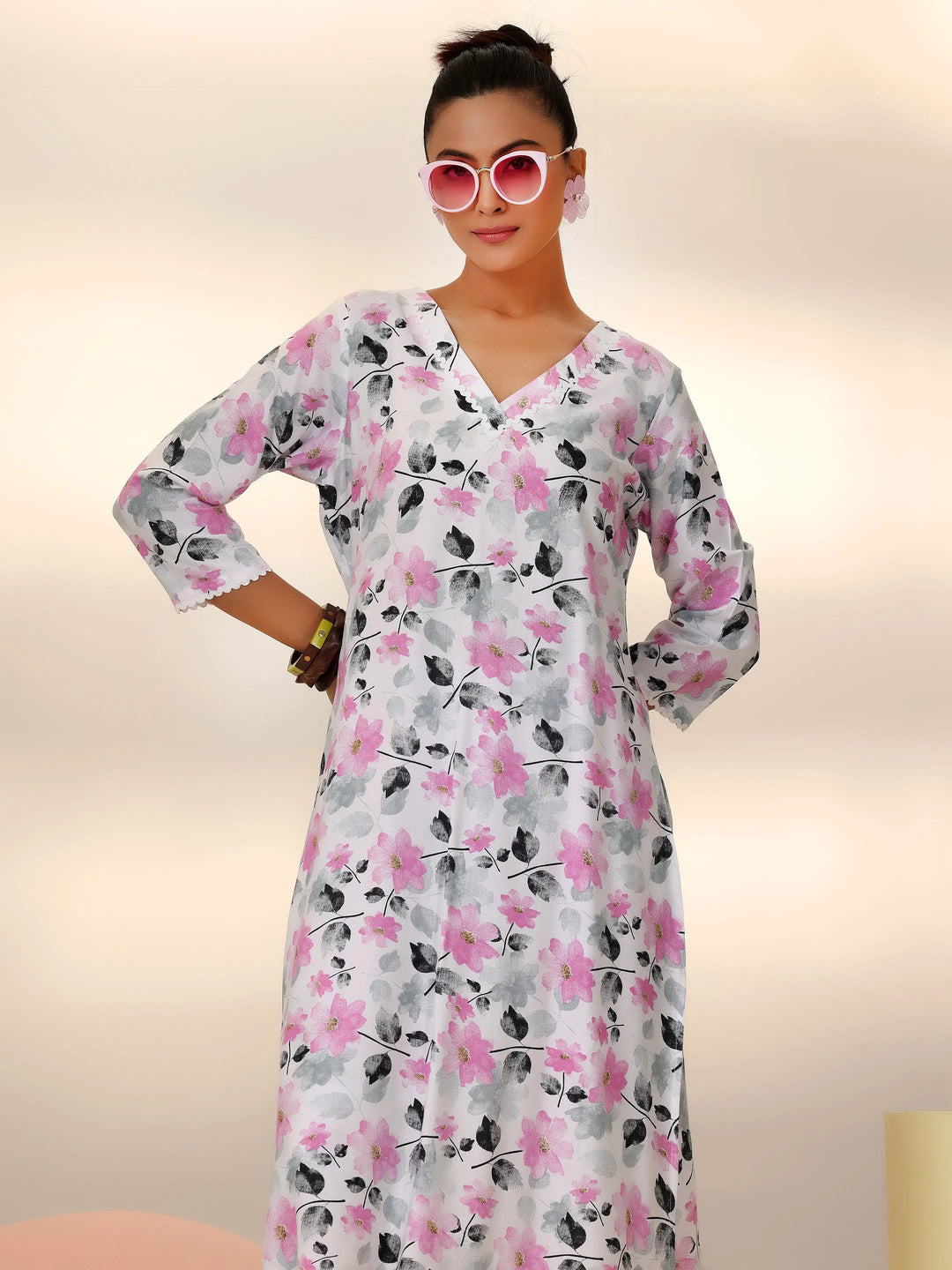  White Printed Rayon Co-Ords 