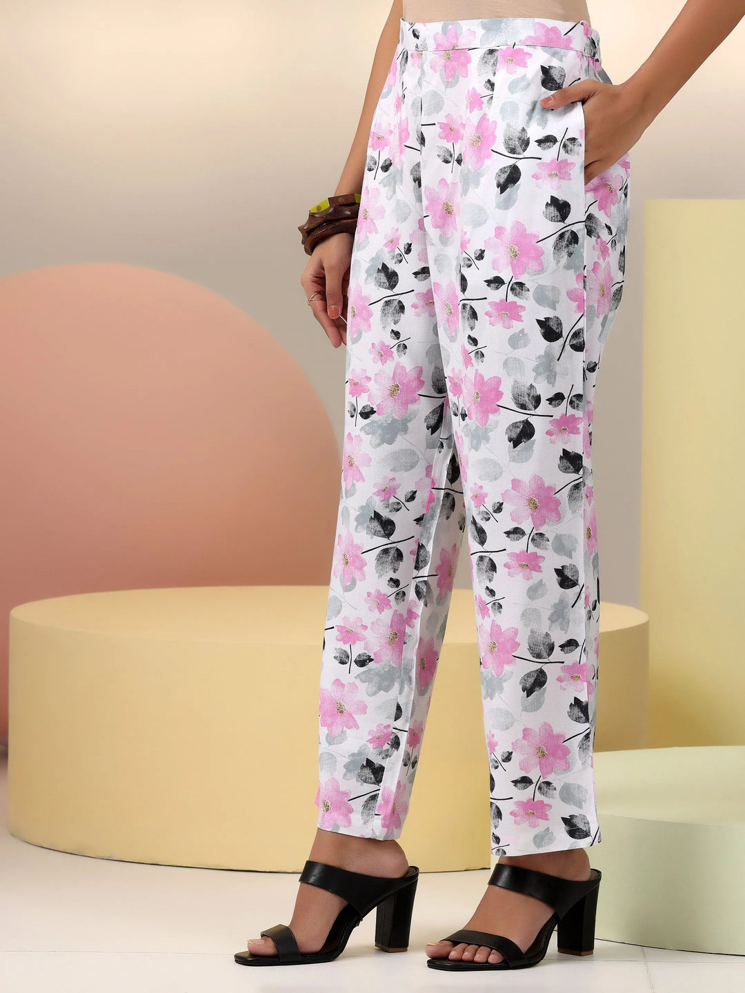  White Printed Rayon Co-Ords 