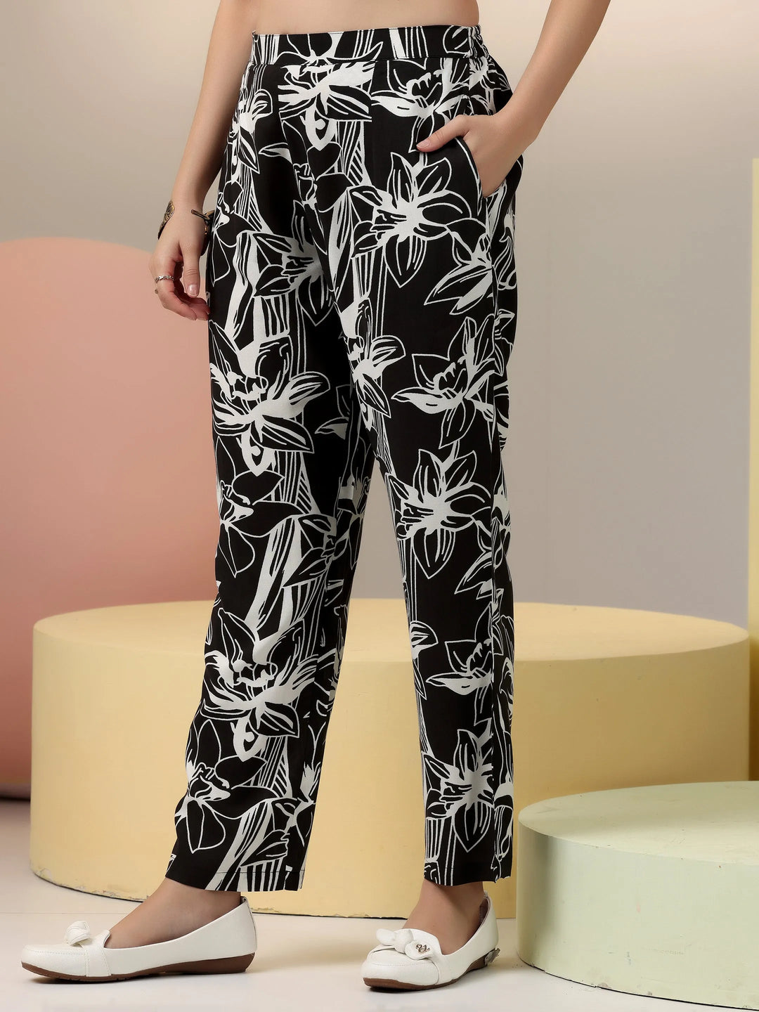  Black Printed Rayon Co-Ords 