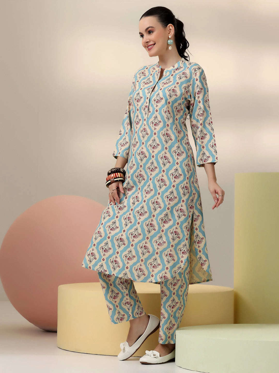  Blue Printed Rayon Co-Ords 