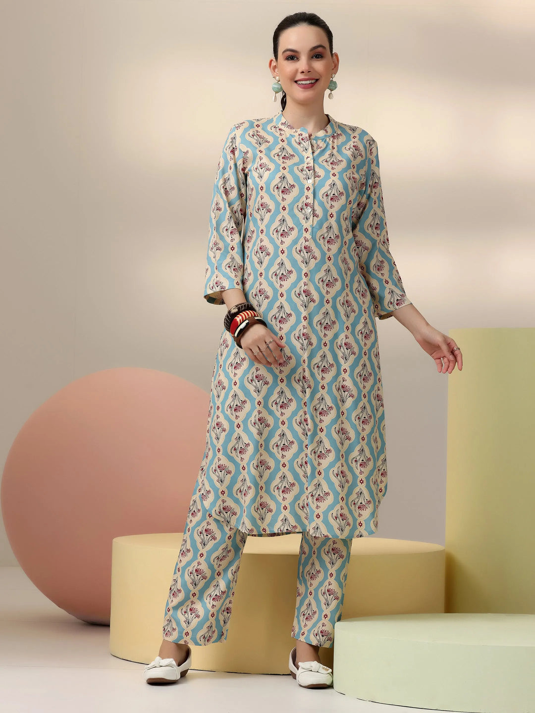  Blue Printed Rayon Co-Ords 