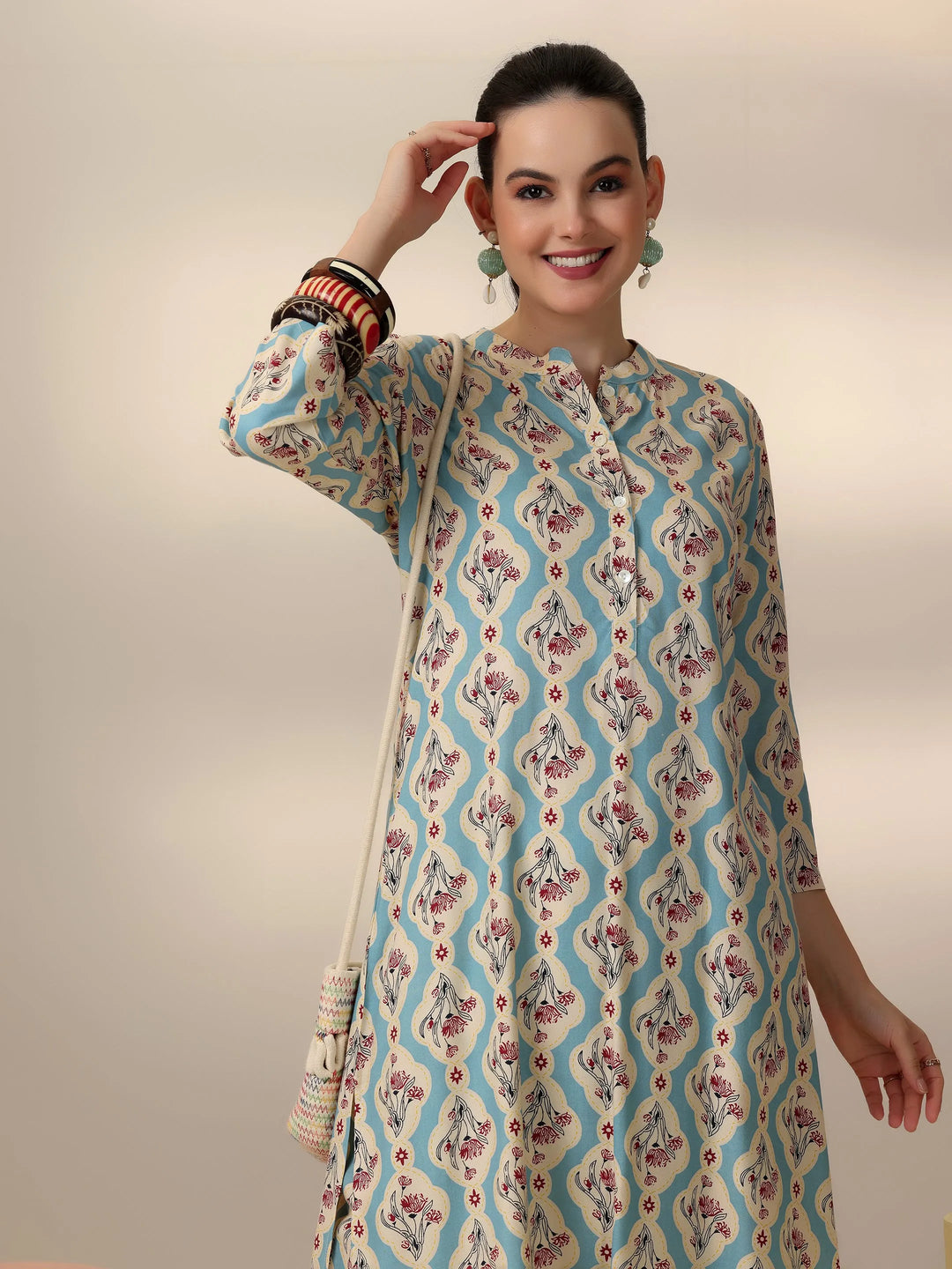  Blue Printed Rayon Co-Ords 