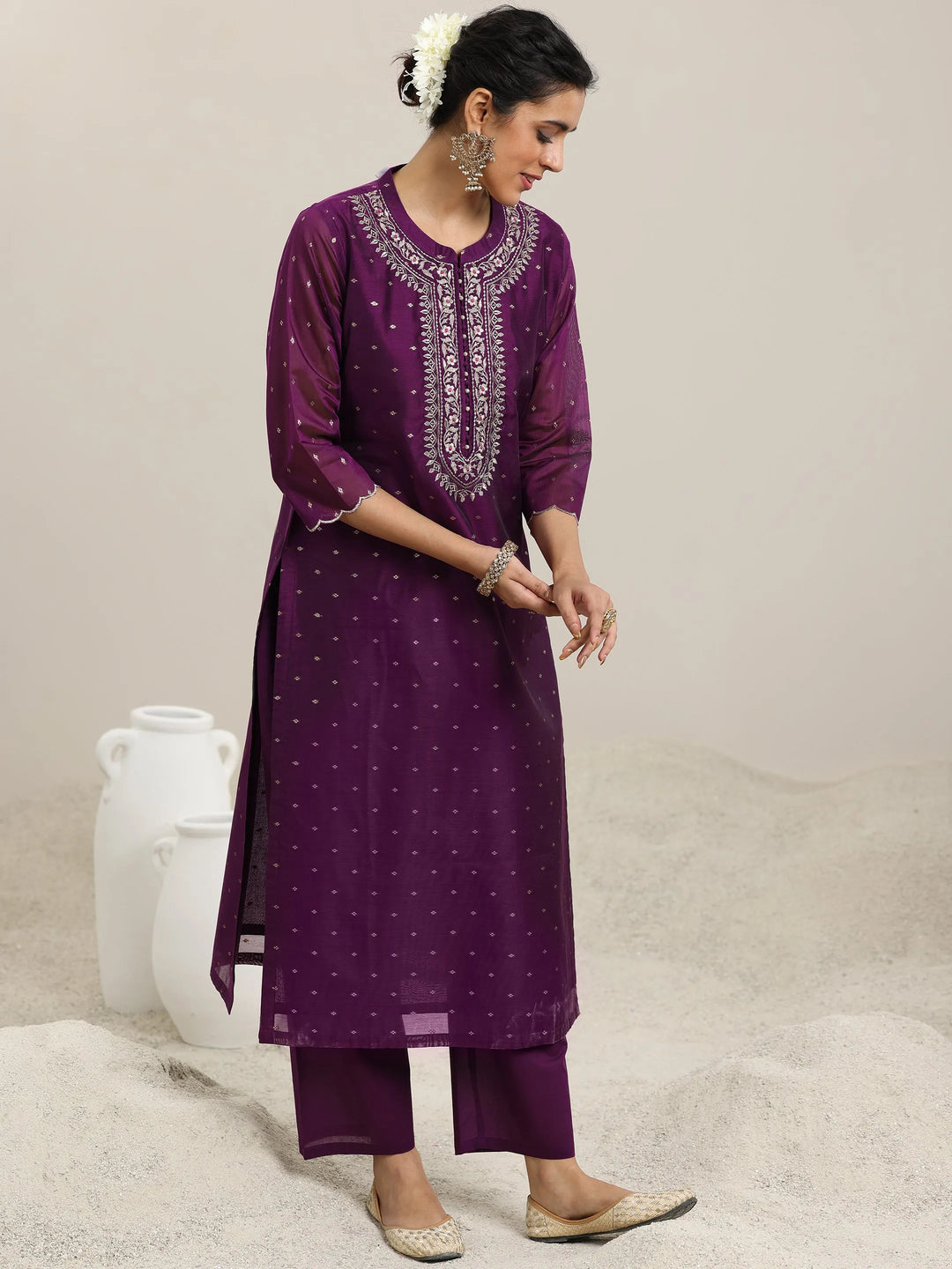  Wine Woven Design Chanderi Silk Straight Suit With Dupatta 