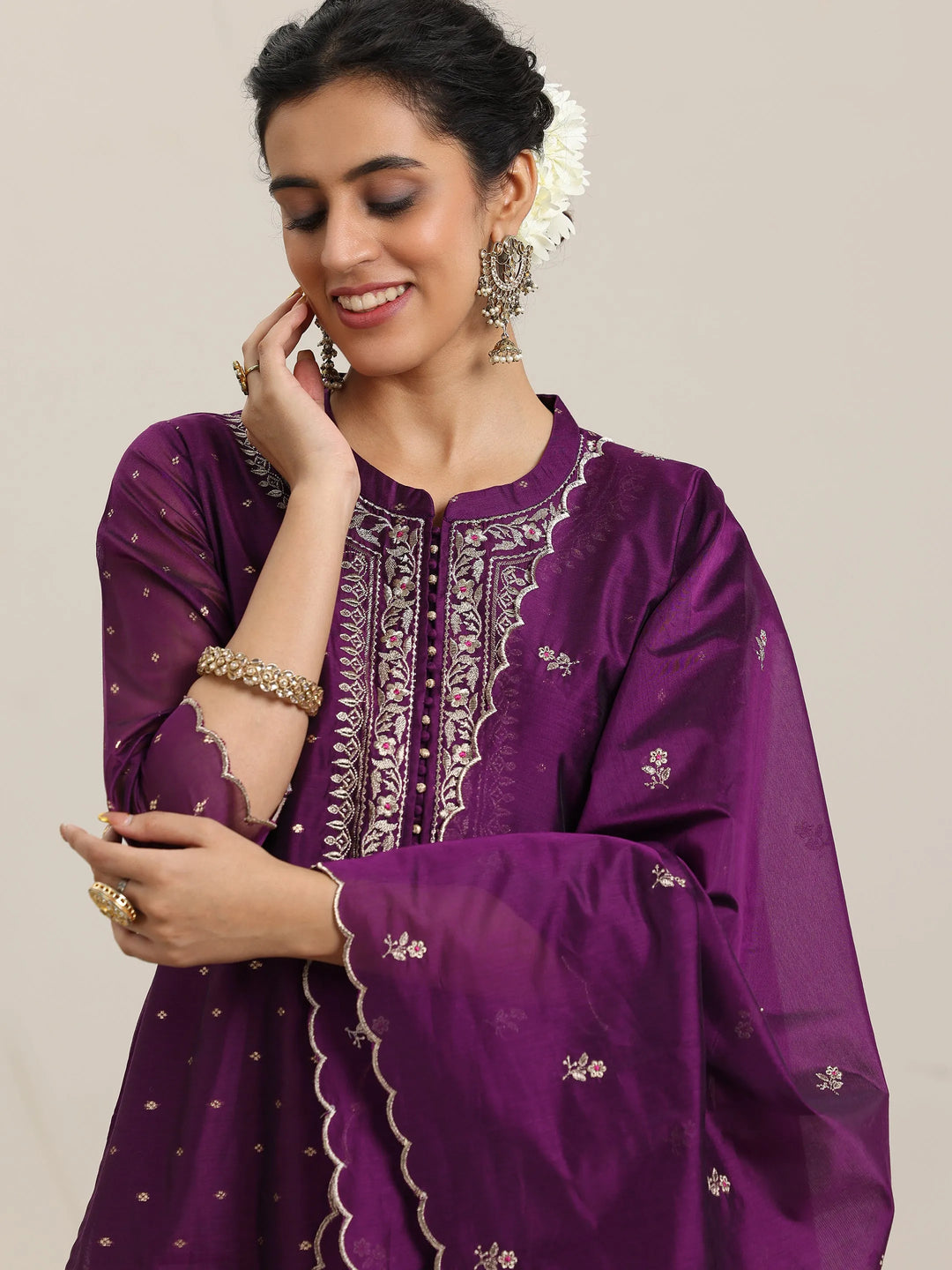  Wine Woven Design Chanderi Silk Straight Suit With Dupatta 