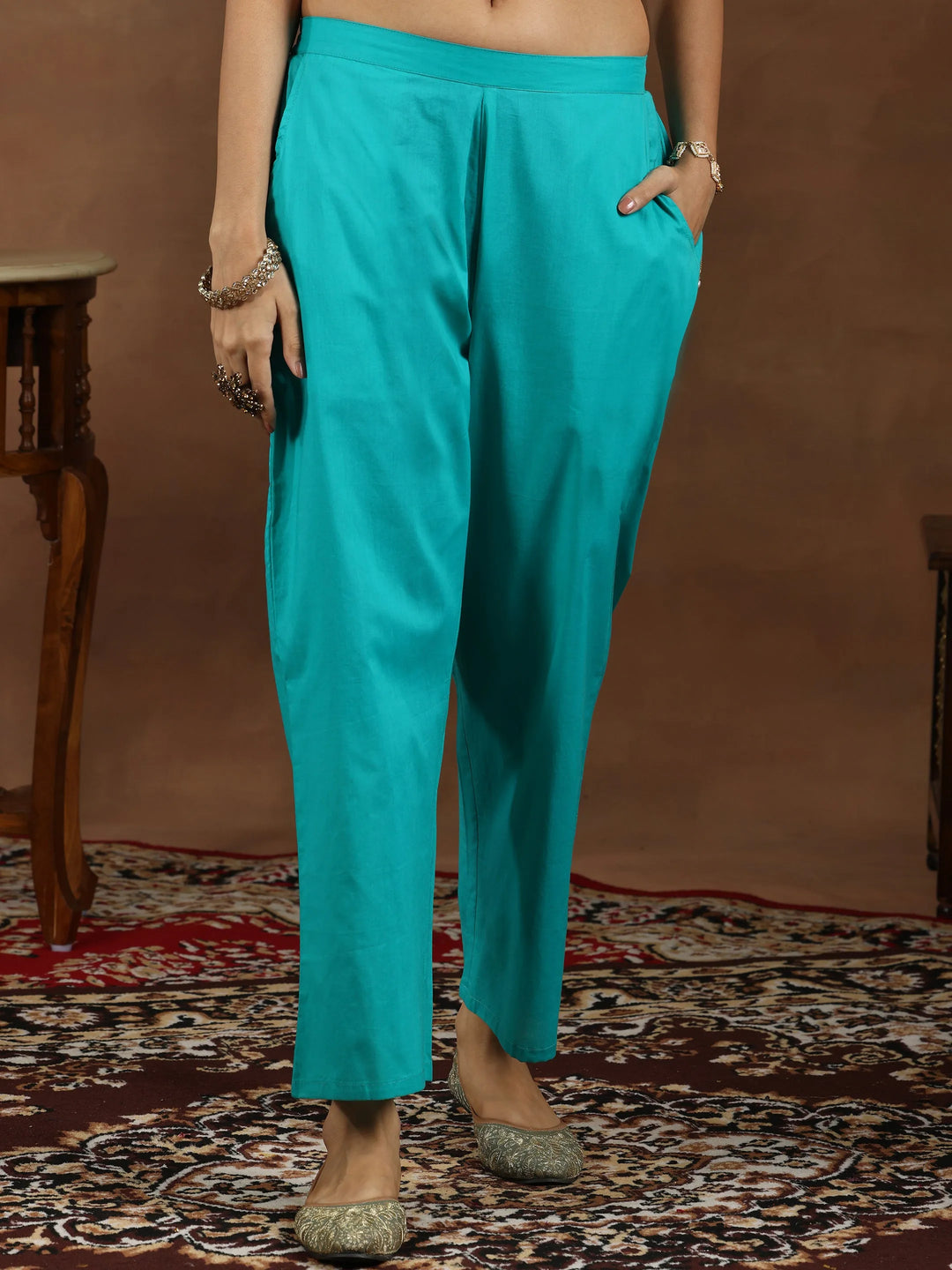  Green Embroidered Chanderi Silk Straight Suit With Dupatta 