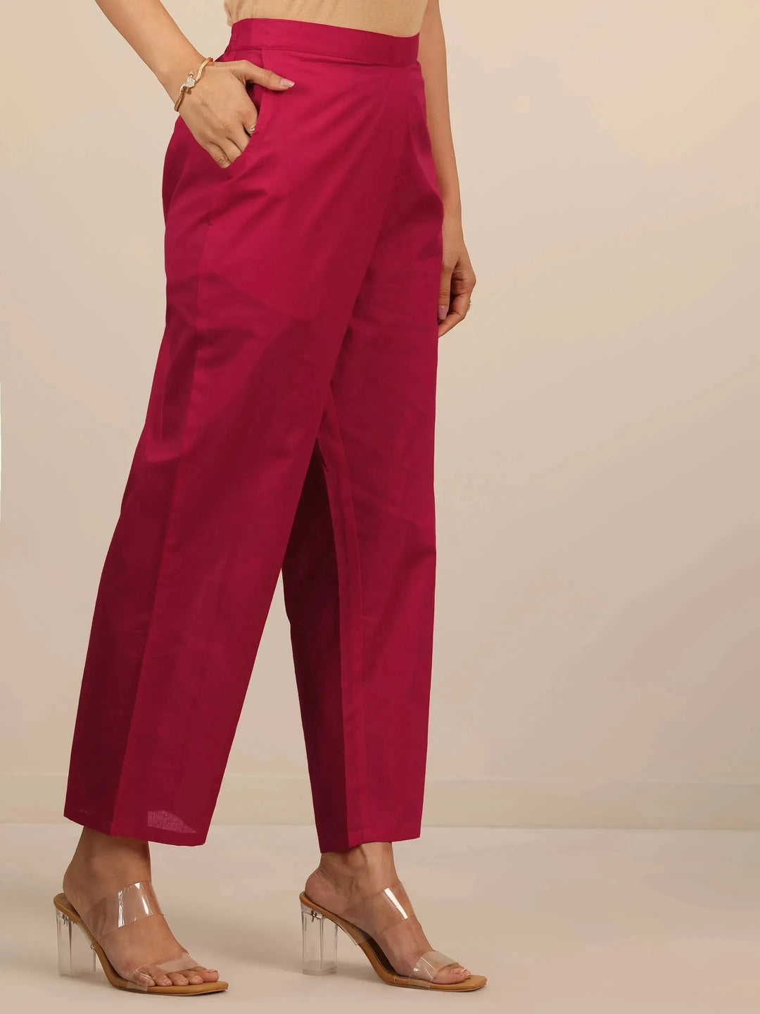  Libas Art Red Embroidered Chanderi Silk Straight Suit Set With Dupatta 