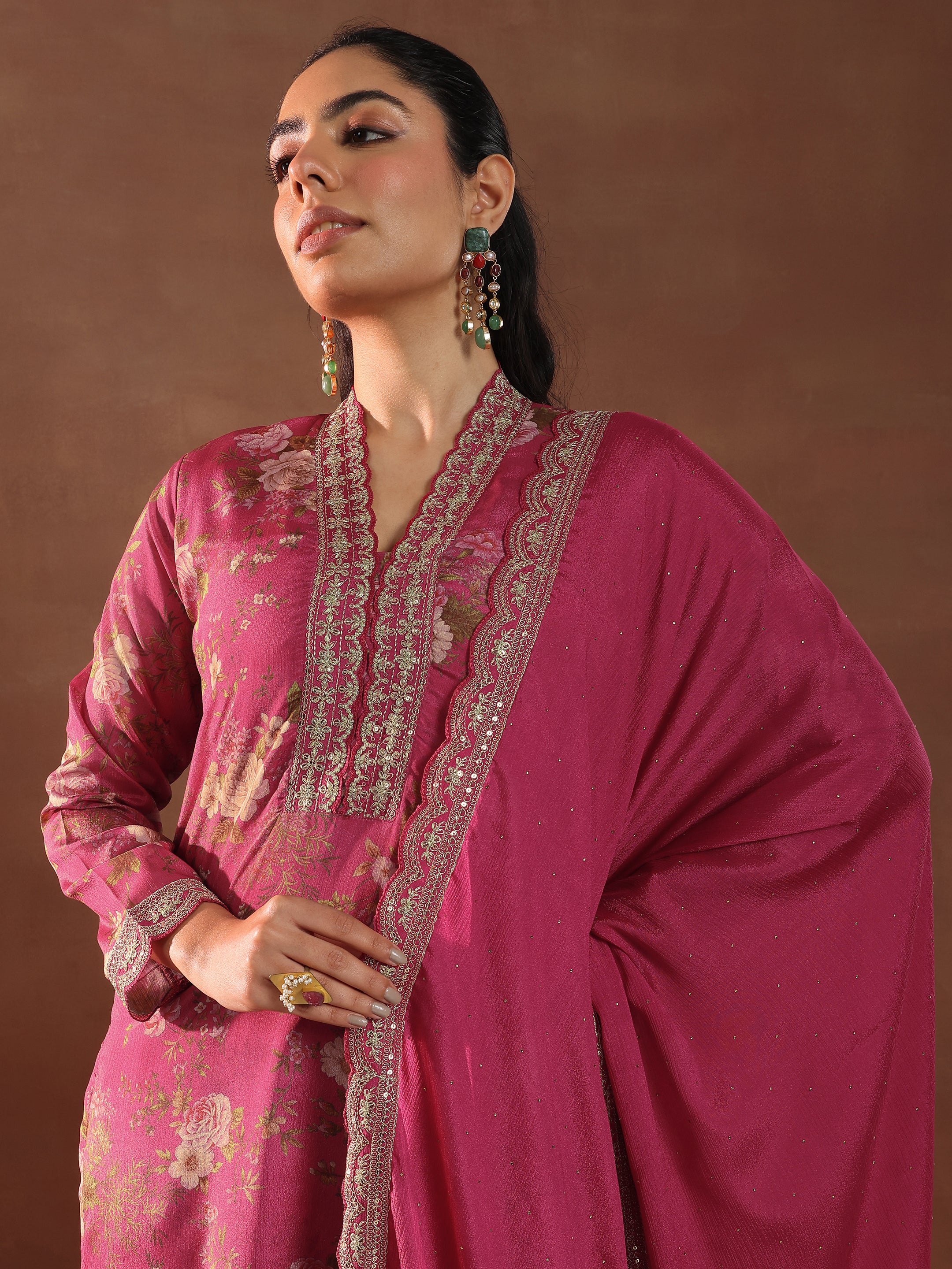 libas Pink Printed Silk Blend Straight Suit With Dupatta-picture-56