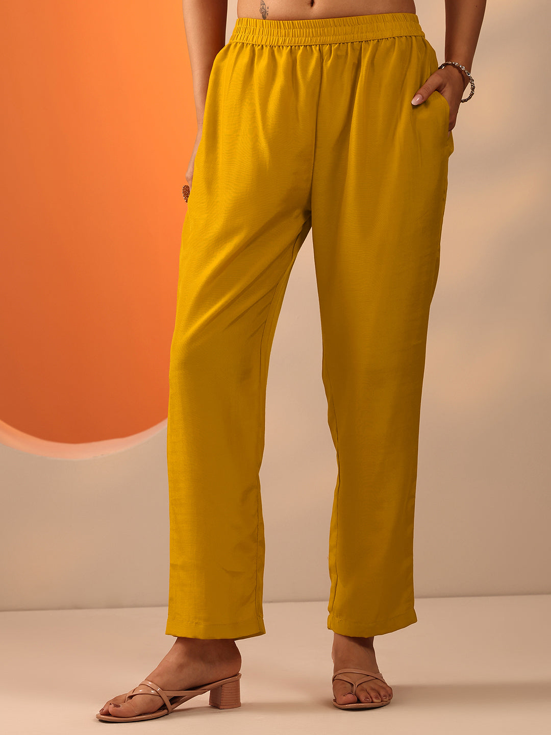  Mustard Embroidered Silk Blend Straight Suit Set With Dupatta 