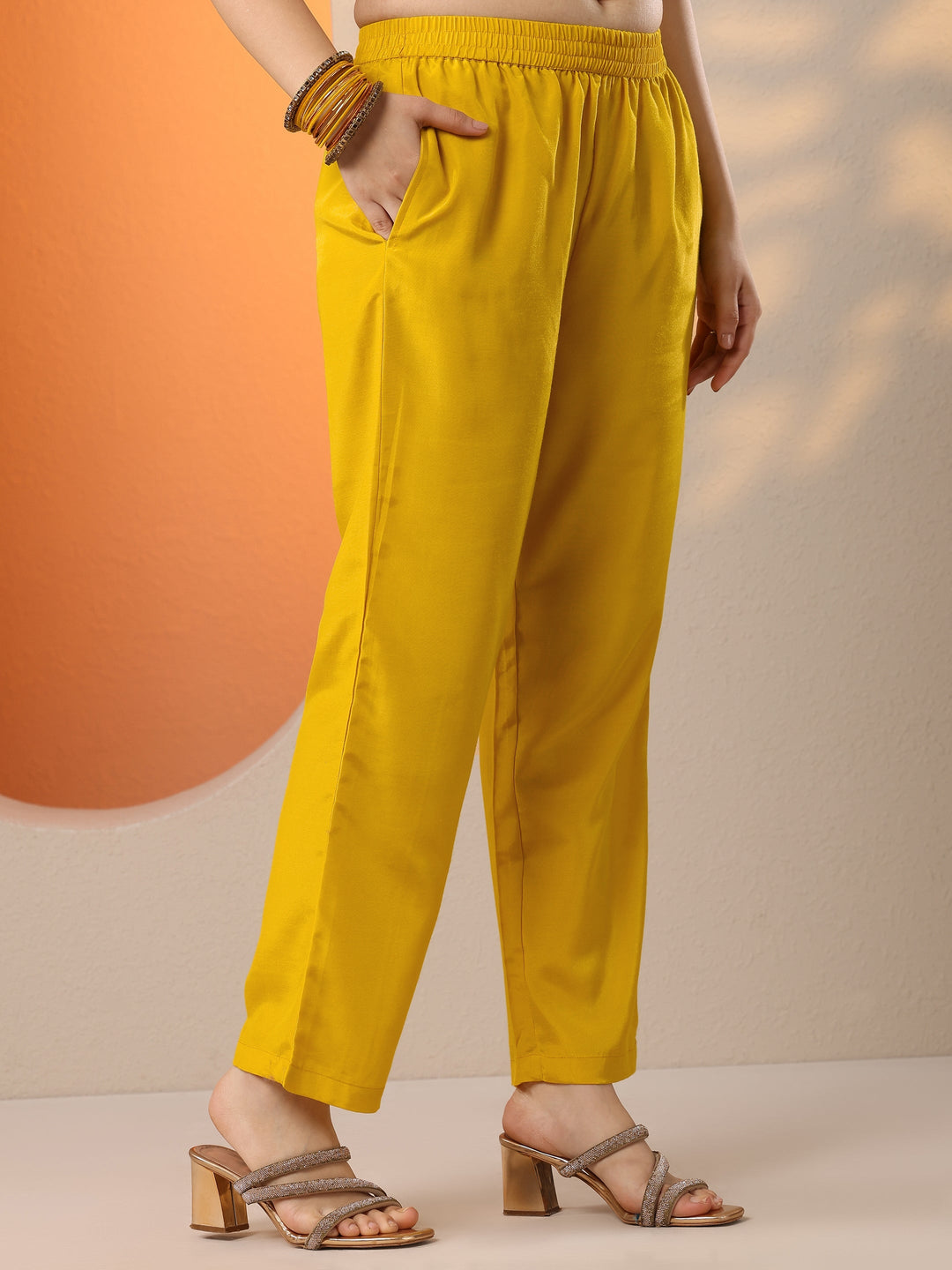  Yellow Woven Design Silk Blend Straight Suit Set With Dupatta 