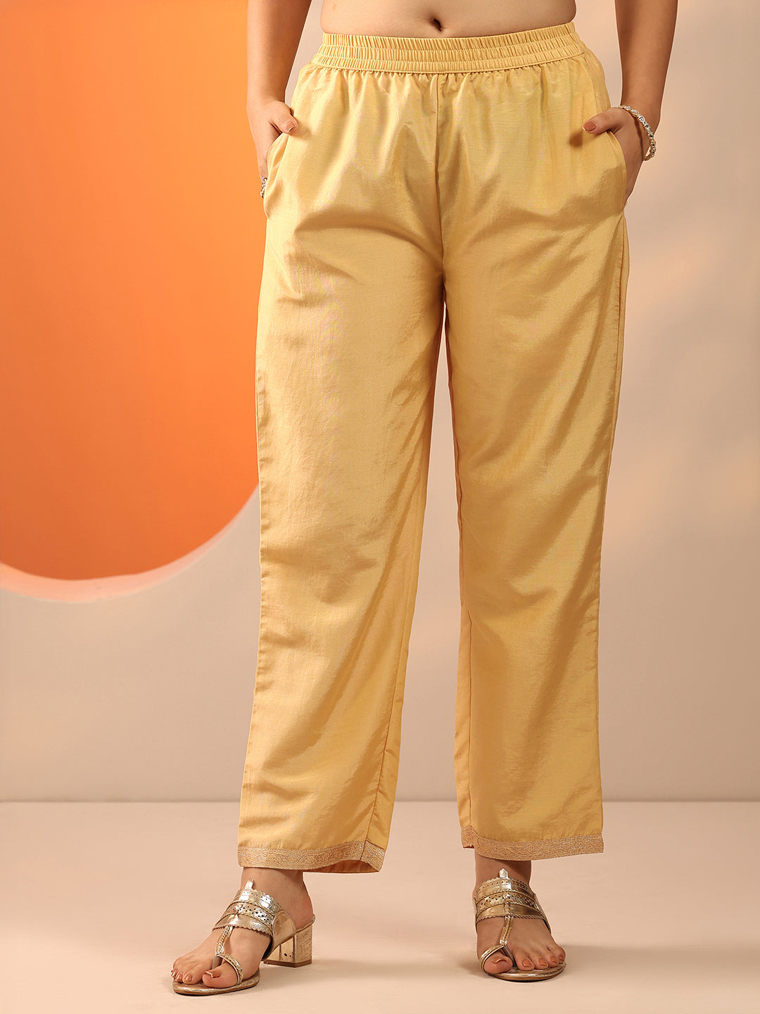  Yellow Woven Design Silk Blend Straight Suit Set With Dupatta 
