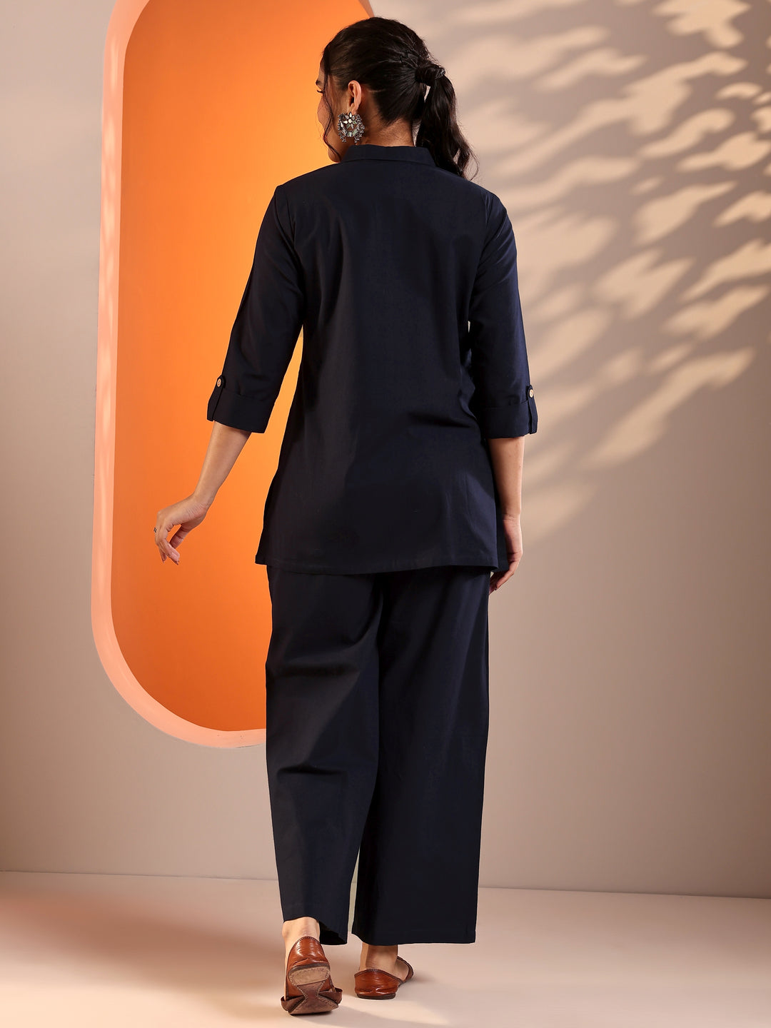  Navy Blue Embroidered Cotton Blend Co-Ord Sets 