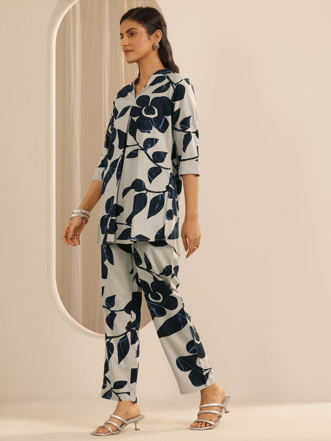  Beige Printed Rayon Co-Ord Sets 