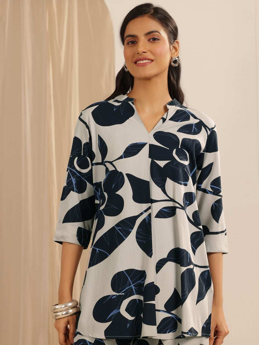  Beige Printed Rayon Co-Ord Sets 