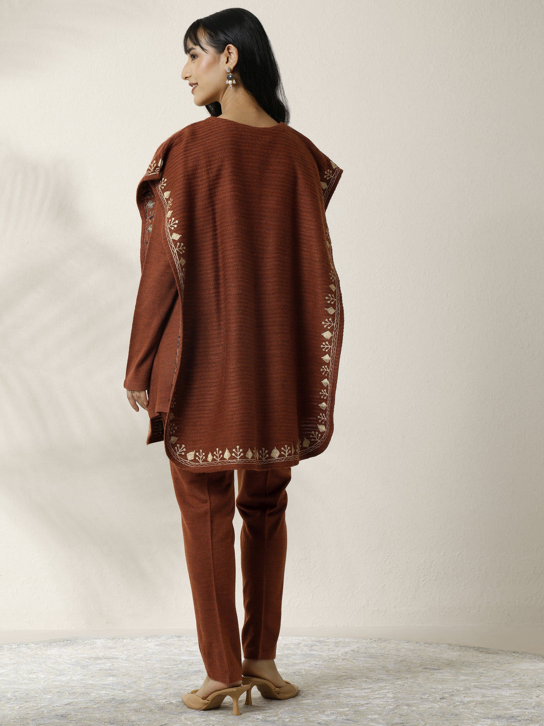  Rust Printed Wool 3 Piece Co-Ord Set 