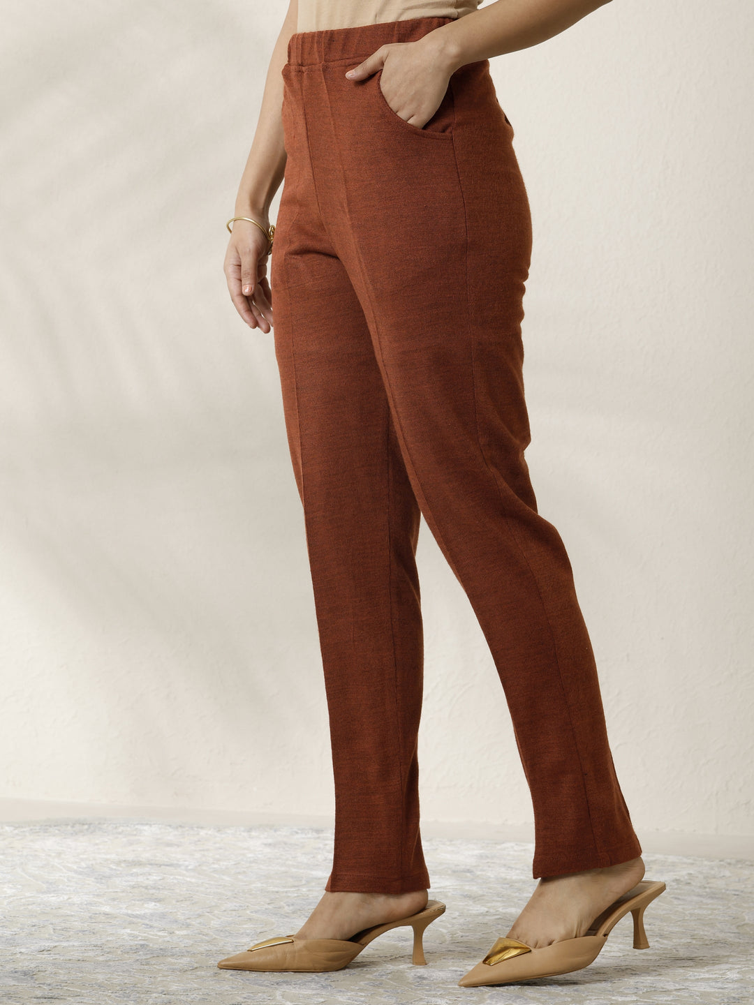  Rust Printed Wool 3 Piece Co-Ord Set 