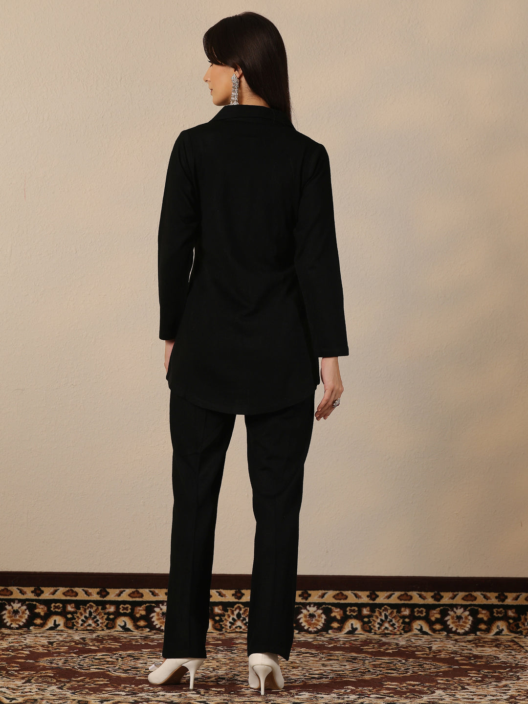  Black Embroidered Wool Co-Ord Sets 