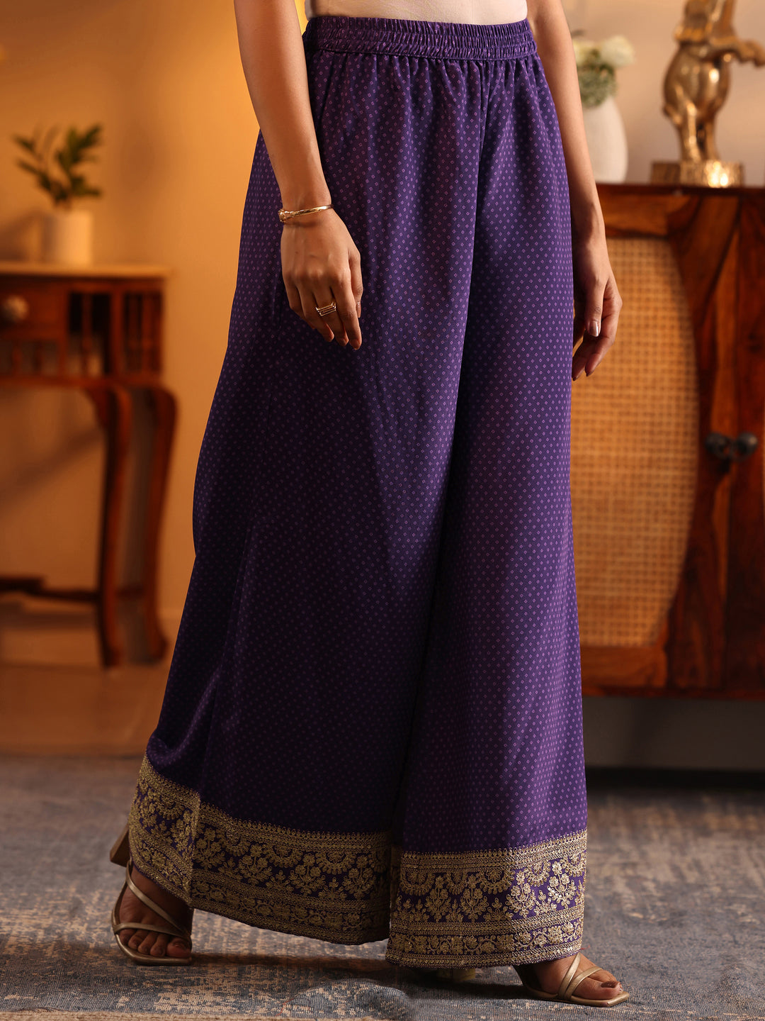  Libas Art Purple Embroidered Chinon Straight Suit Set With Dupatta 