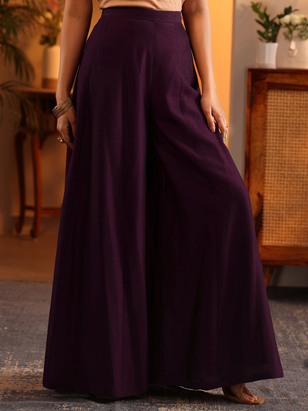  Libas Art Burgundy Embroidered Silk Blend Straight Suit Set With Dupatta 