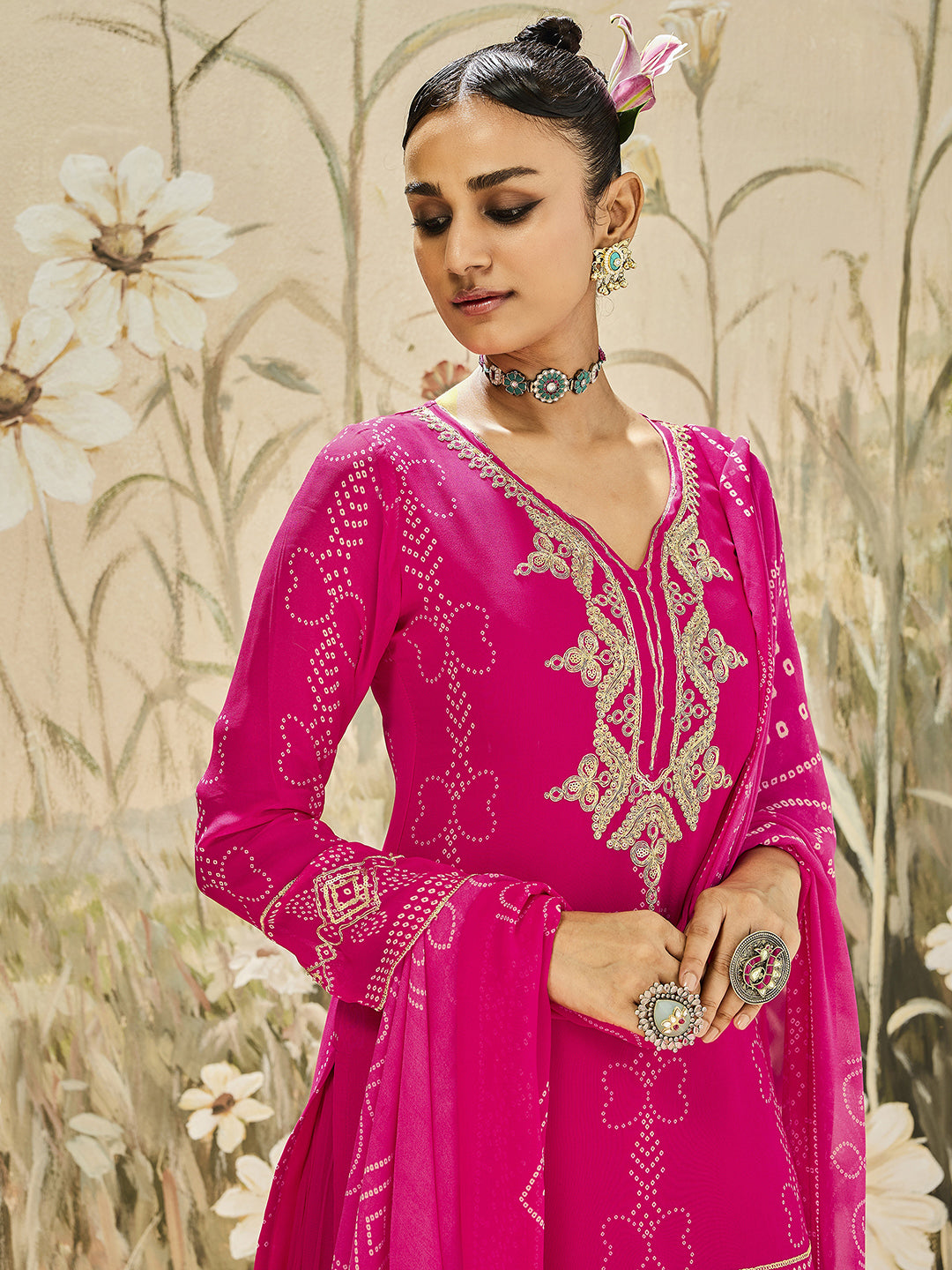 Gulrez Libas Art Pink Printed Georgette Straight Suit Set With Dupatta-image-48