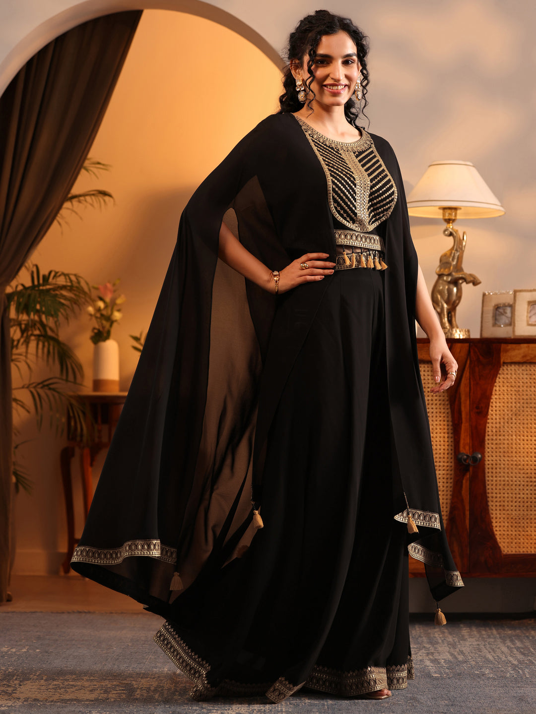  Libas Art Black Embroidered Georgette Co-Ord Sets 