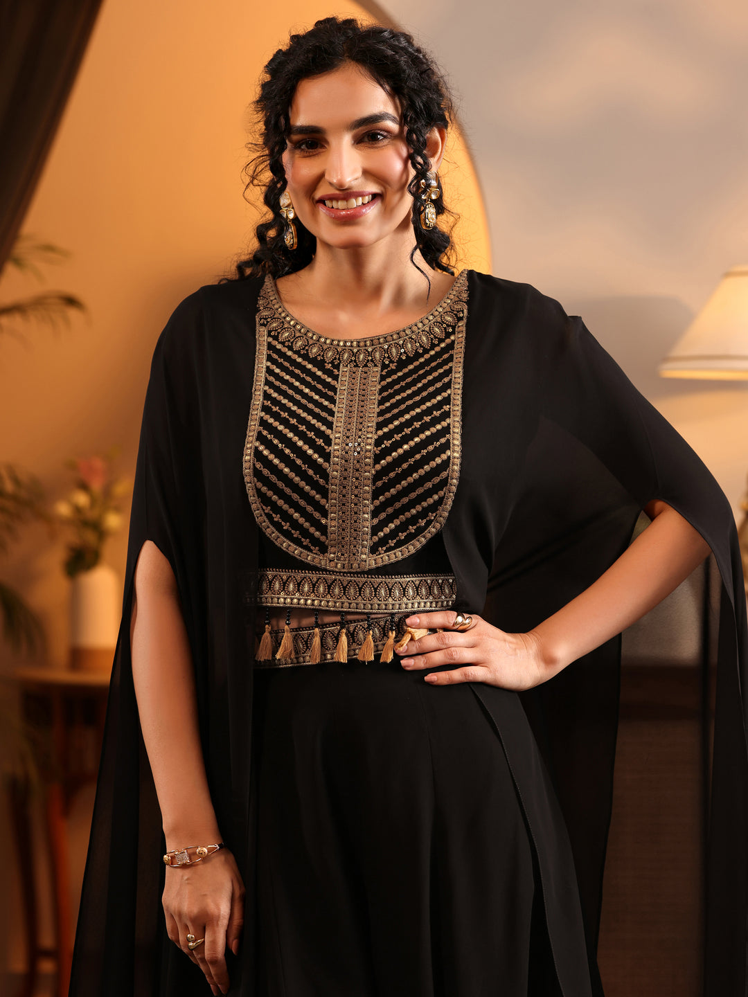  Libas Art Black Embroidered Georgette Co-Ord Sets 