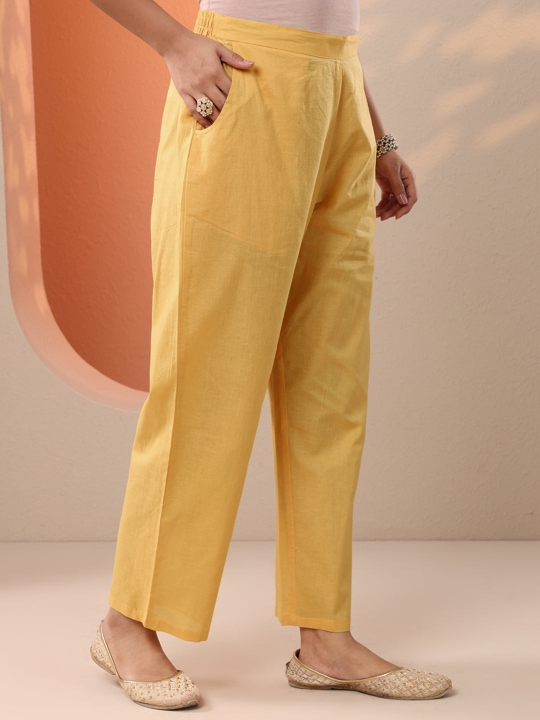  Yellow Embroidered Silk Blend Straight Suit Set With Dupatta 