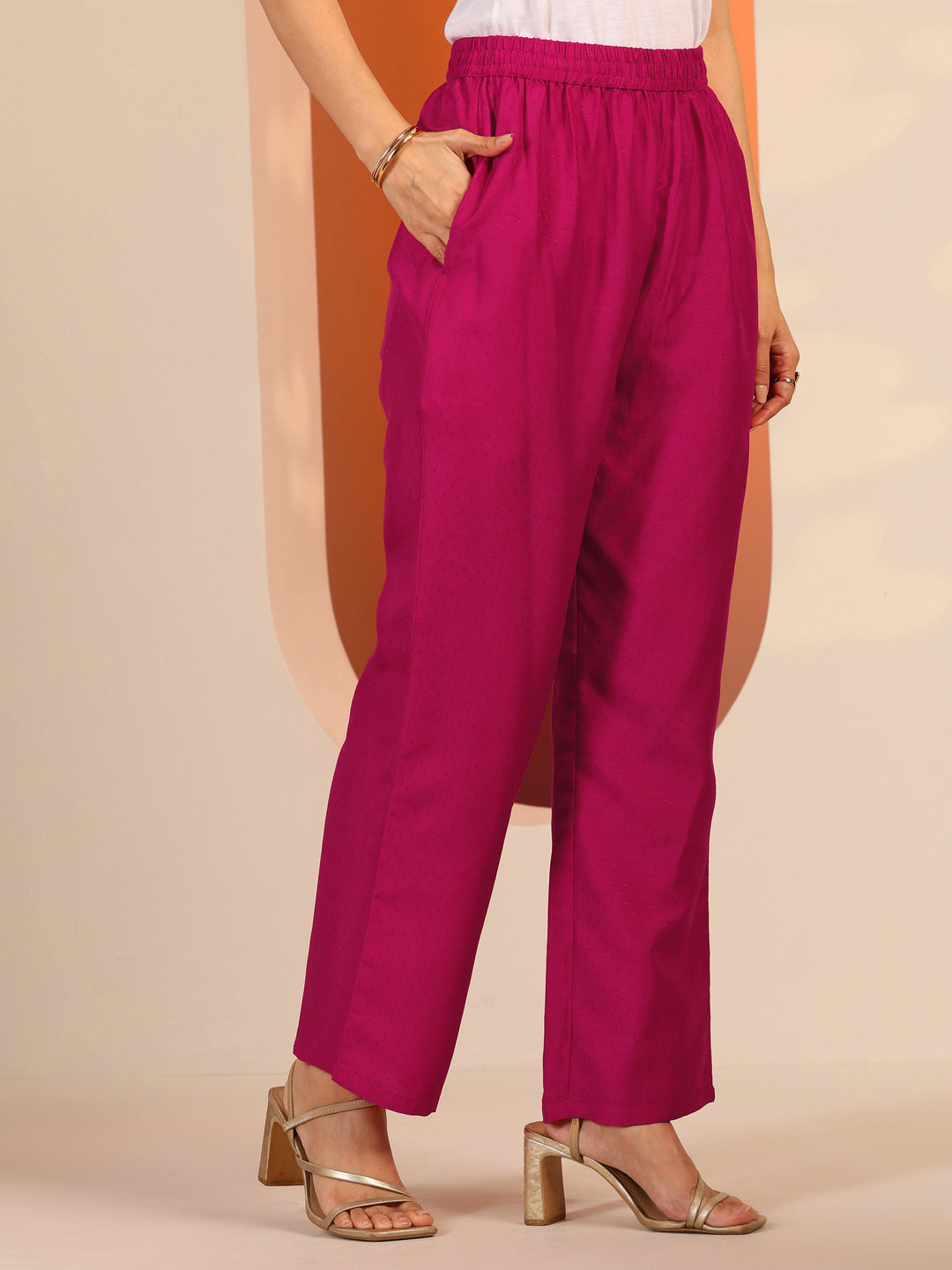  Pink Embellished Silk Blend A-Line Suit Set With Dupatta 