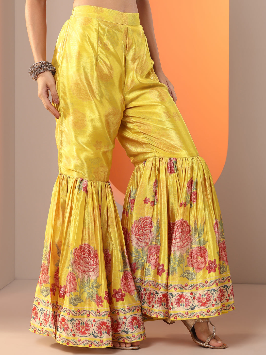  Libas Art Yellow Printed Chinon Straight Suit Set With Dupatta 
