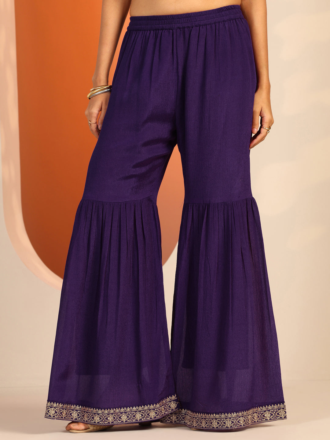 Purple Embroidered Chinon Straight Suit Set With Dupatta 