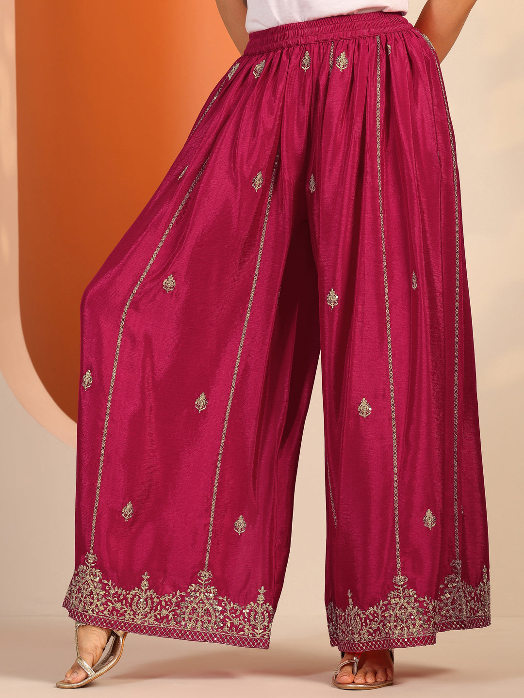  Pink Embellished Chinon Straight Suit Set With Dupatta 