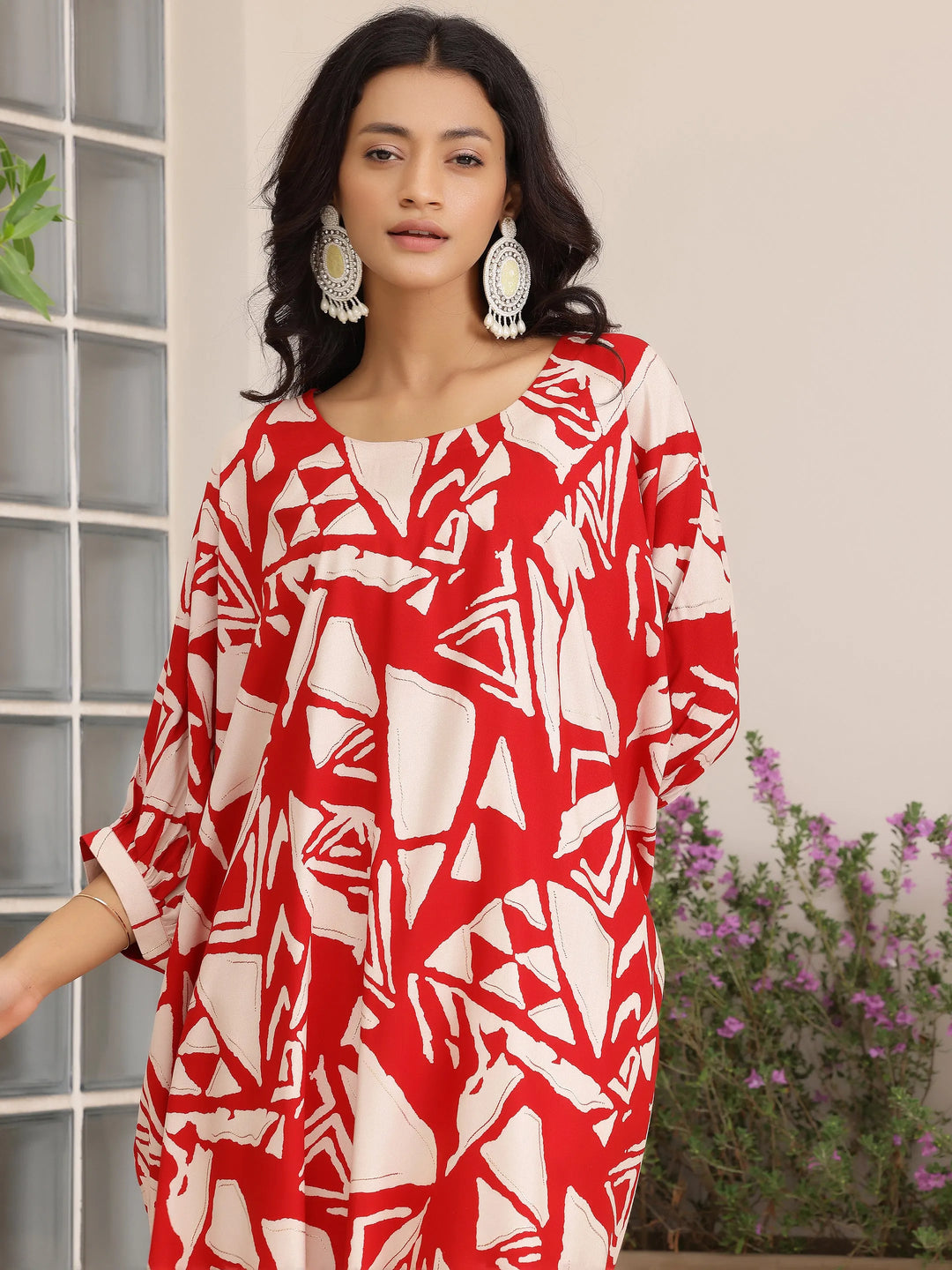  Red Printed Rayon Co-Ords 