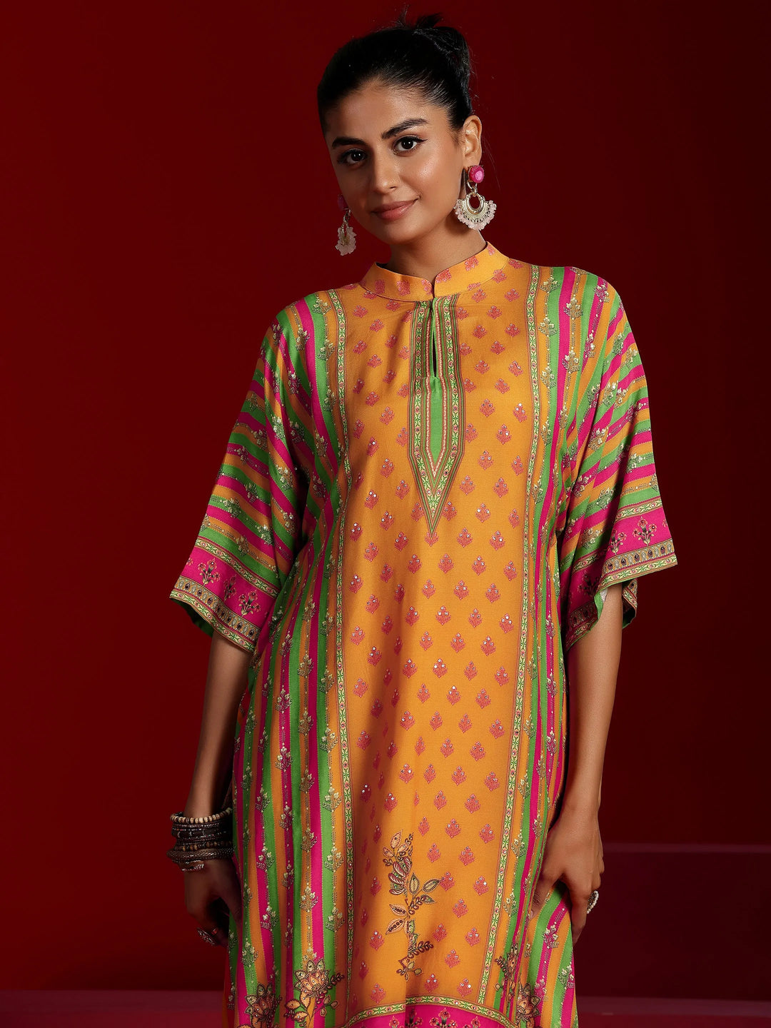  Libas Art Mustard Printed Muslin Co-Ords 