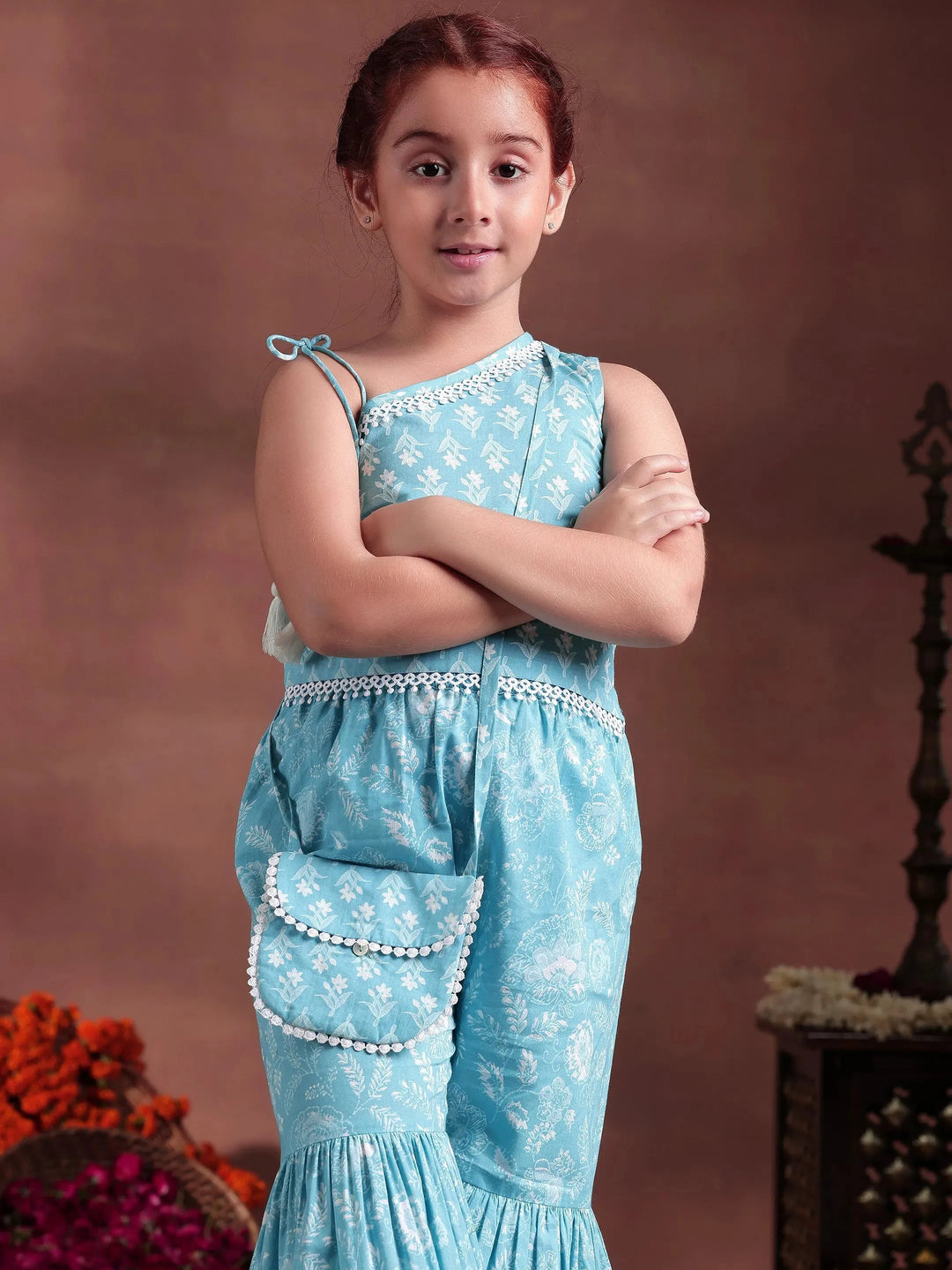  Kids Blue Printed Cotton Co-Ords 