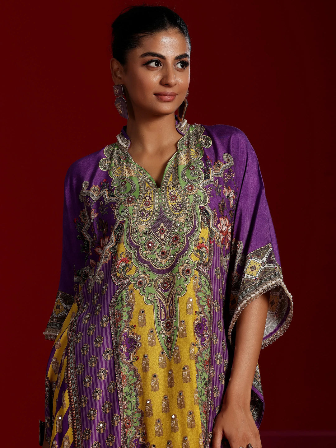  Libas Art Purple Printed Silk Blend Co-Ords 