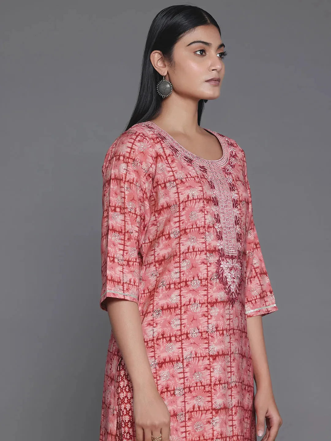  Maroon Printed Silk Blend Straight Suit With Dupatta 