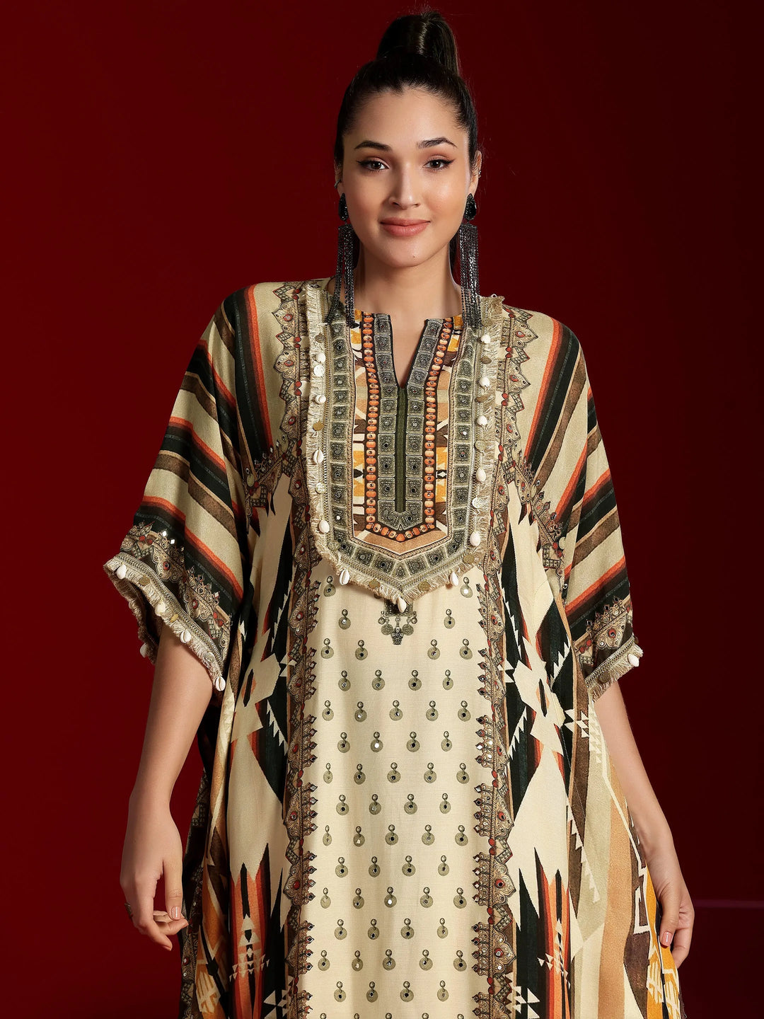  Libas Art Beige Printed Muslin Co-Ords 