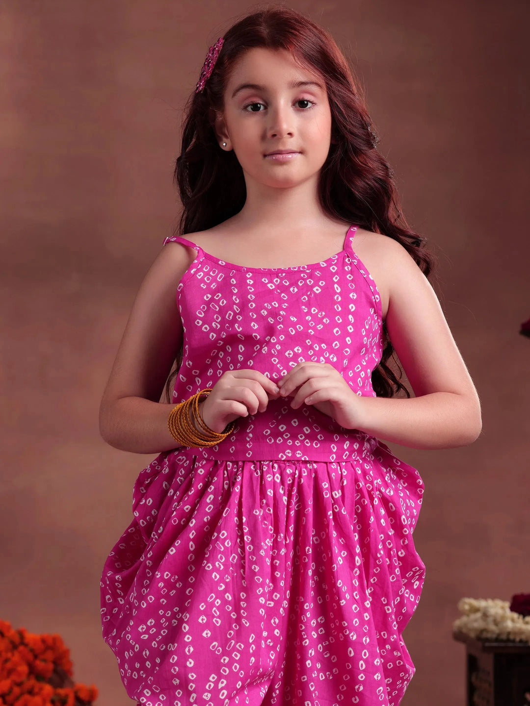  Kids Pink Printed Cotton 3 Piece Co-Ords 