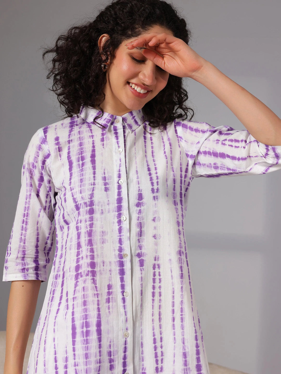 Purple Printed Cotton Night Suits - Libas 