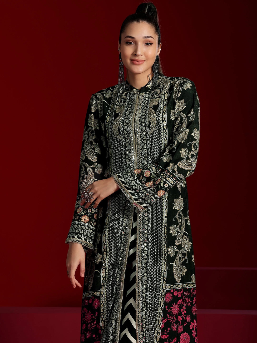  Libas Art Black Printed Muslin Co-Ords 