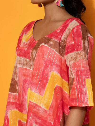 Coral Printed Cotton Co-Ords
