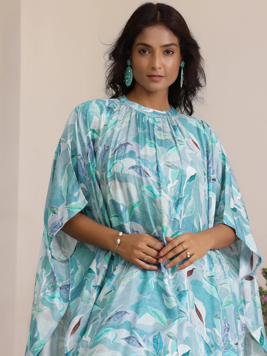  Blue Printed Silk Blend Co-Ords 