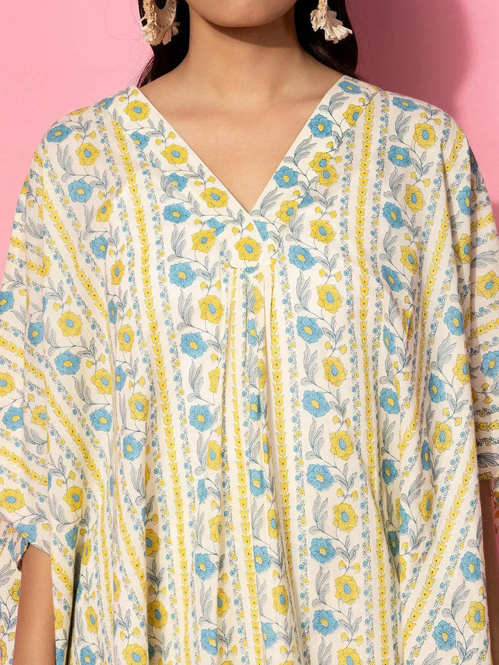 Cream Printed Cotton Co-Ords - Libas