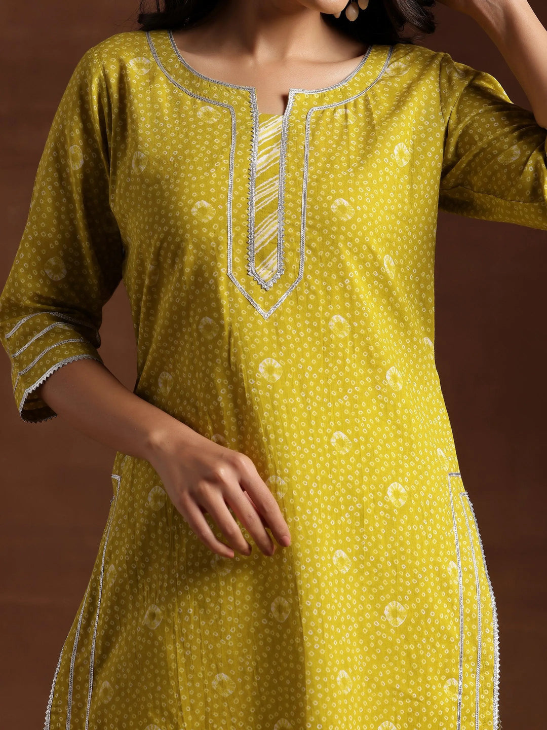  Lime Green Printed Cotton Straight Suit With Dupatta 