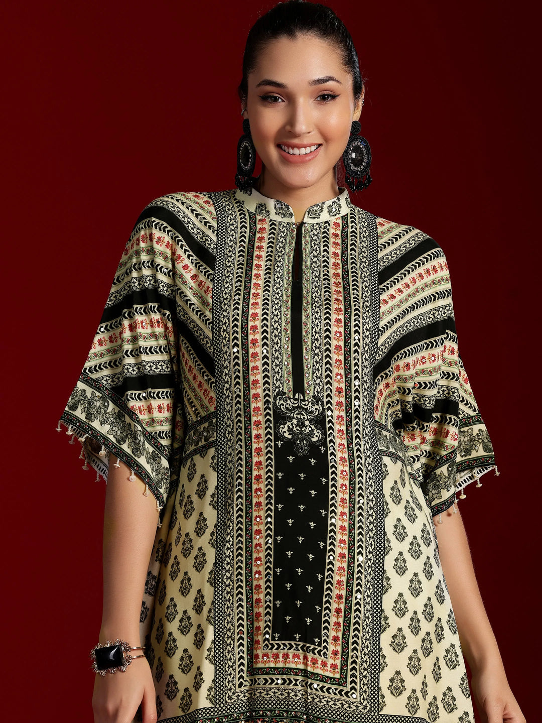  Libas Art Off White Printed Silk Blend Co-Ords 